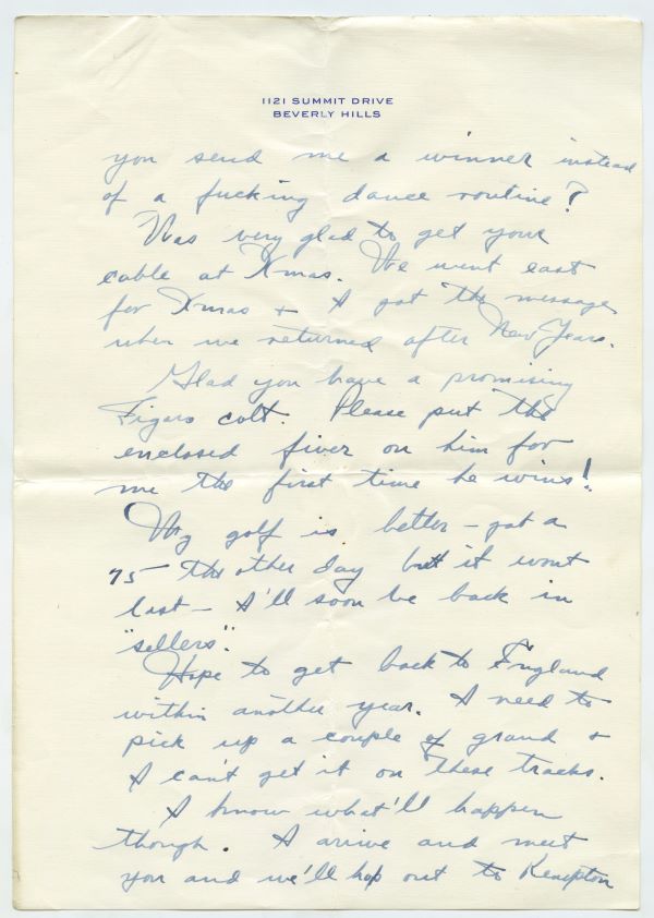 Letter from Fred Astaire to Jack Leach about dancing on a large piano, page 2