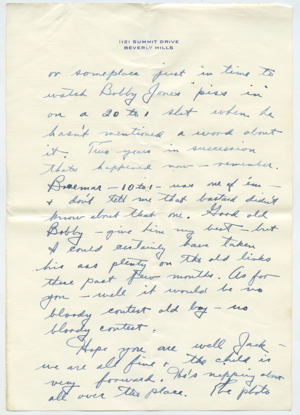 Letter from Fred Astaire to Jack Leach about dancing on a large piano, page 3