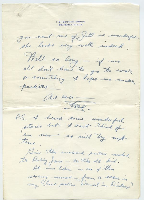 Letter from Fred Astaire to Jack Leach about dancing on a large piano, page 4