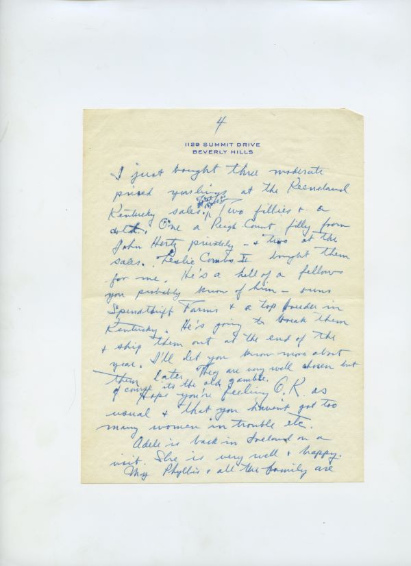 Letter from Fred Astaire to Jack Leach, page 4