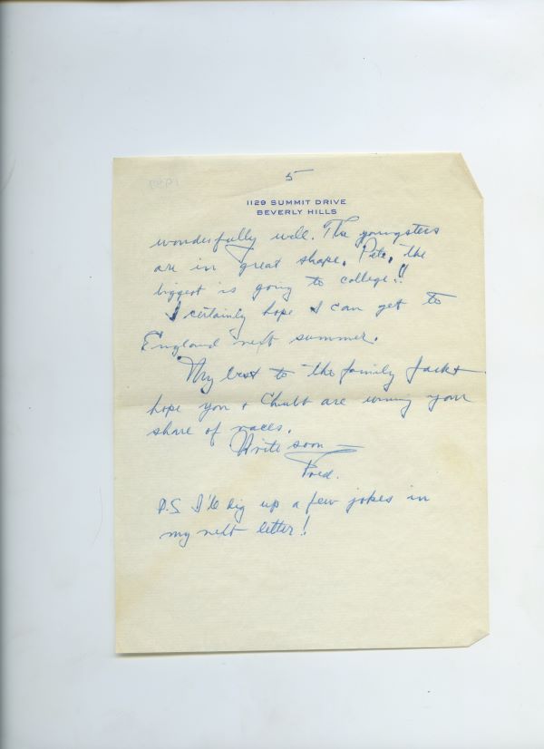 Letter from Fred Astaire to Jack Leach, page 5