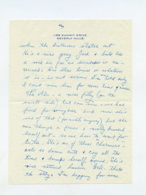 Letter from Fred Astaire to Jack Leach about Hollywood Park, page 3