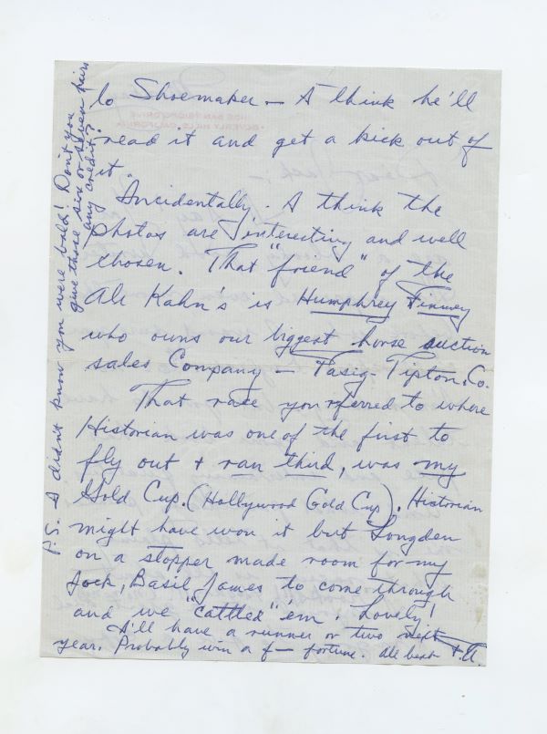 Letter from Fred Astaire to Jack Leach in which Fred praises Jack for being a bloody good writer, page 2
