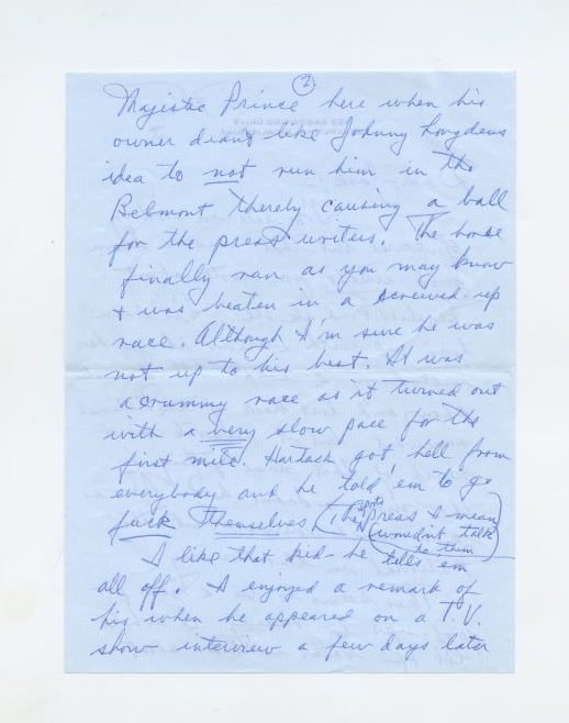 Letter from Fred Astaire to Jack Leach about an article Jack wrote called 'Fearless Fred', page 2