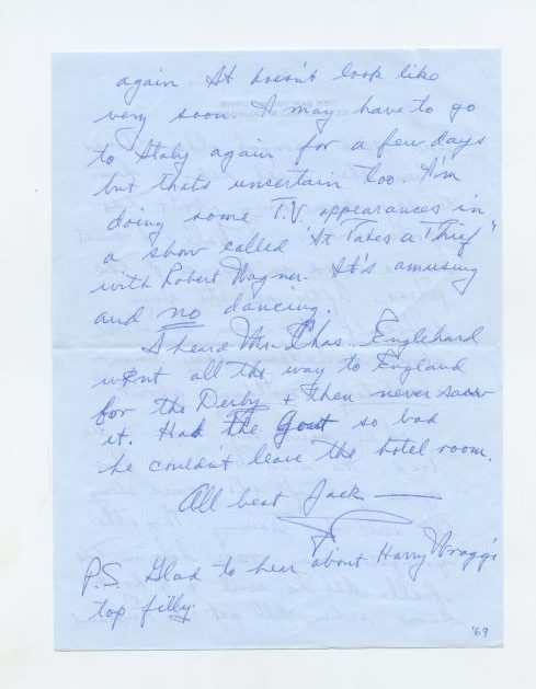 Letter from Fred Astaire to Jack Leach about an article Jack wrote called 'Fearless Fred', page 4