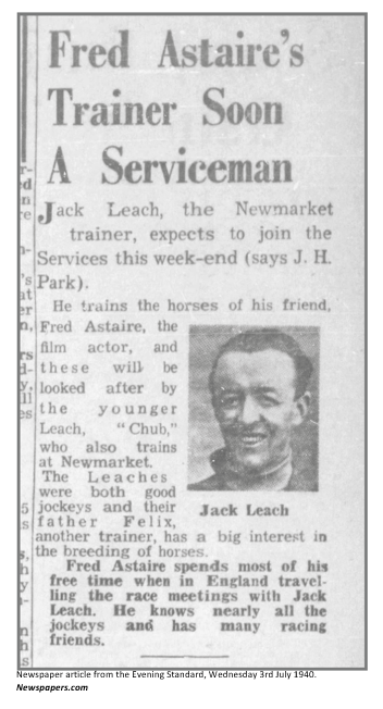 News article just before Jack Leach joined up to serve his country in World War II