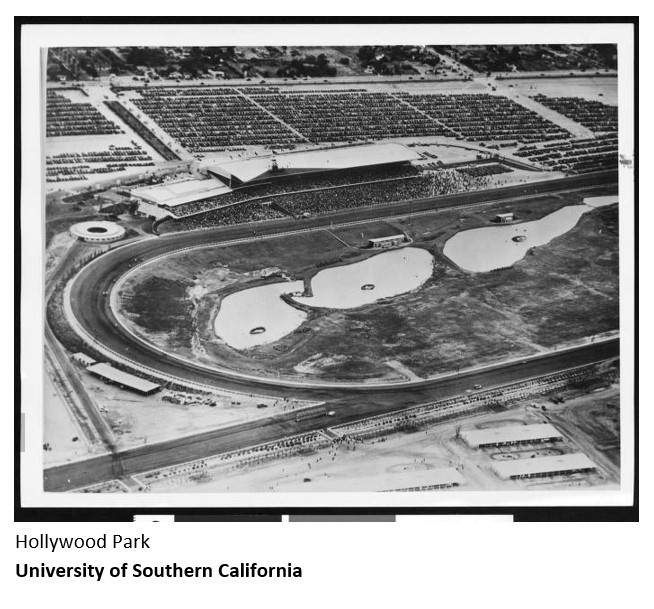 Photo of Hollywood Park, a famous racecourse in America. Courtesy of the University of Southern California