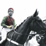 Women Jockeys - Meriel Tufnell on Scorched Earth after winning the Goya Stakes at Kempton, 1972